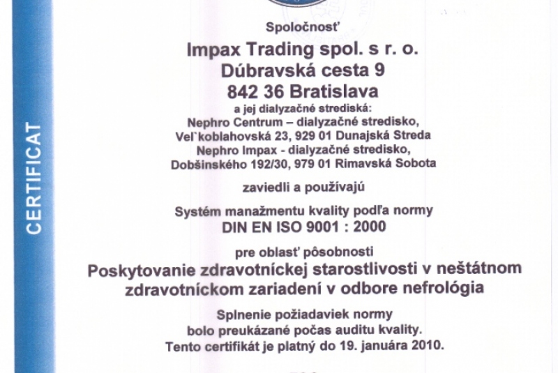 Novinky kongres / Certifikácia ISO 9001:2000